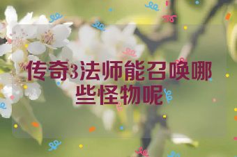 传奇3法师能召唤哪些怪物呢