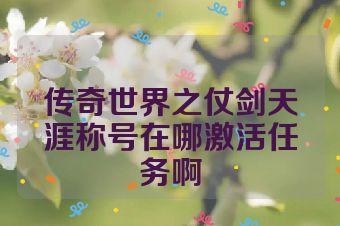 传奇世界之仗剑天涯称号在哪激活任务啊