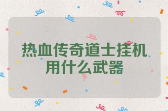 热血传奇道士挂机用什么武器