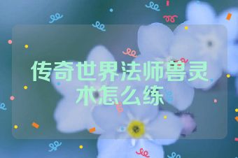 传奇世界法师兽灵术怎么练