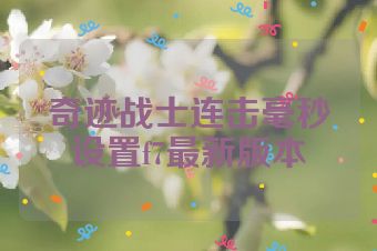 奇迹战士连击毫秒设置f7最新版本