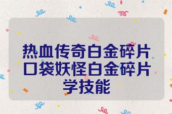 热血传奇白金碎片口袋妖怪白金碎片学技能