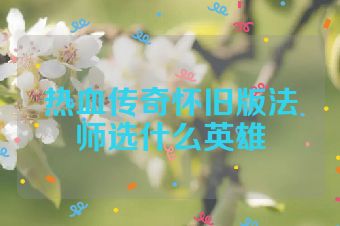 热血传奇怀旧版法师选什么英雄