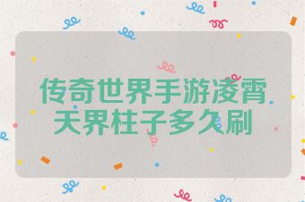 传奇世界手游凌霄天界柱子多久刷