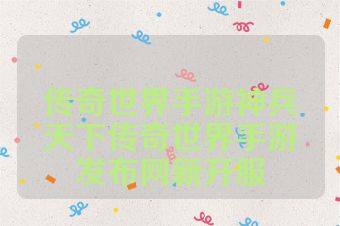 传奇世界手游神兵天下传奇世界手游发布网新开服