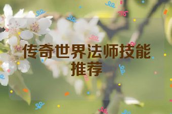 传奇世界法师技能推荐