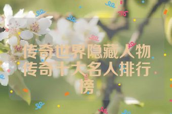传奇世界隐藏人物传奇十大名人排行榜