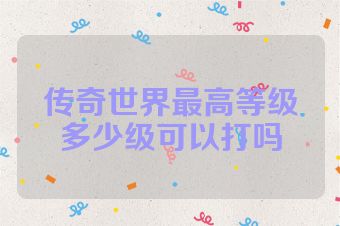 传奇世界最高等级多少级可以打吗