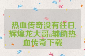 热血传奇没有往日辉煌龙大哥a辅助热血传奇下载