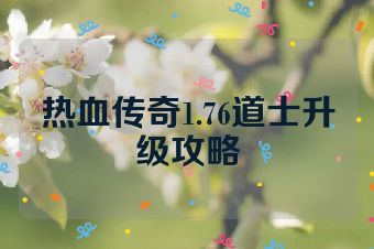 热血传奇1.76道士升级攻略