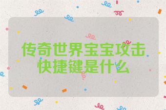 传奇世界宝宝攻击快捷键是什么