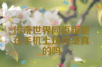 传奇世界网页版能在手机上玩吗是真的吗