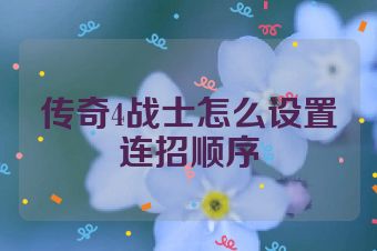 传奇4战士怎么设置连招顺序