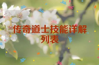 传奇道士技能详解列表