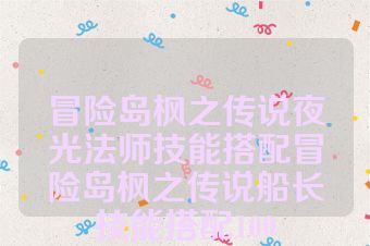 冒险岛枫之传说夜光法师技能搭配冒险岛枫之传说船长技能搭配100