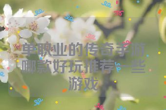 单职业的传奇手游哪款好玩推荐一些游戏