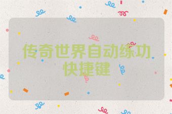 传奇世界自动练功快捷键