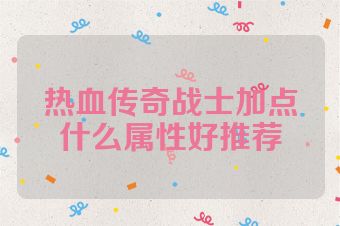 热血传奇战士加点什么属性好推荐