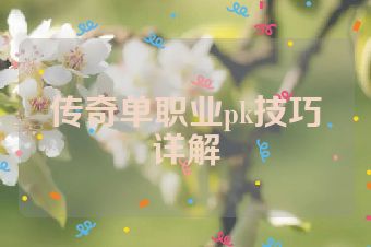 传奇单职业pk技巧详解