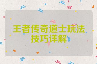 王者传奇道士玩法技巧详解