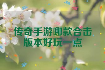 传奇手游哪款合击版本好玩一点