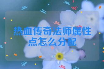 热血传奇法师属性点怎么分配