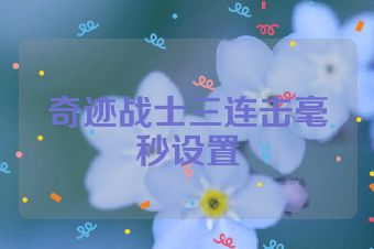 奇迹战士三连击毫秒设置