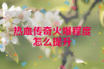 热血传奇火爆程度怎么提升
