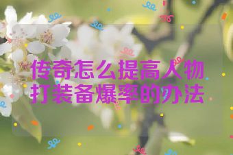 传奇怎么提高人物打装备爆率的办法