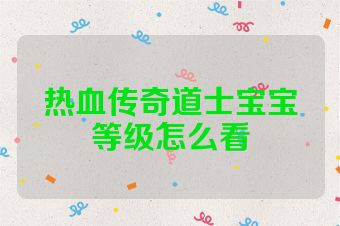 热血传奇道士宝宝等级怎么看