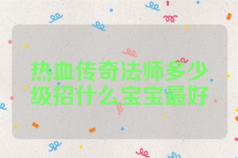 热血传奇法师多少级招什么宝宝最好