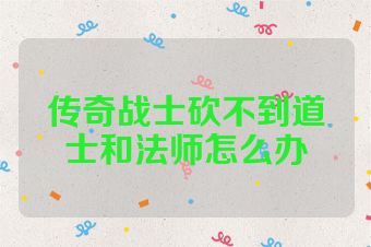 传奇战士砍不到道士和法师怎么办