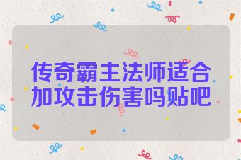 传奇霸主法师适合加攻击伤害吗贴吧