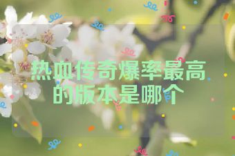 热血传奇爆率最高的版本是哪个