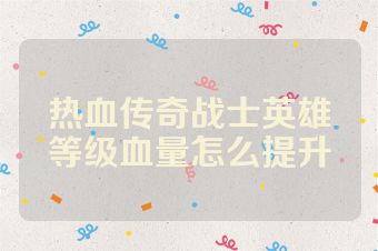 热血传奇战士英雄等级血量怎么提升