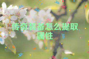 传奇装备怎么提取属性