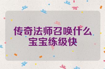 传奇法师召唤什么宝宝练级快