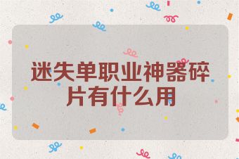 迷失单职业神器碎片有什么用