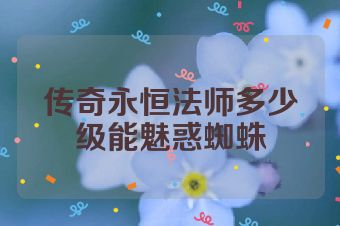 传奇永恒法师多少级能魅惑蜘蛛