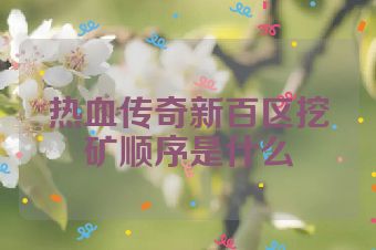 热血传奇新百区挖矿顺序是什么