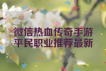 微信热血传奇手游平民职业推荐最新