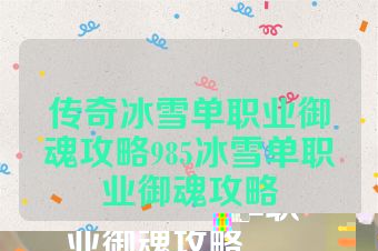 传奇冰雪单职业御魂攻略985冰雪单职业御魂攻略
