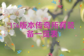 176版本传奇所有装备一览表