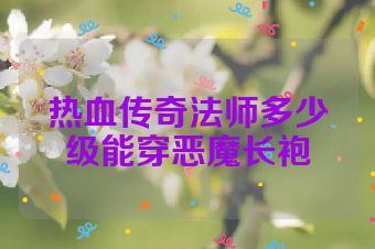 热血传奇法师多少级能穿恶魔长袍