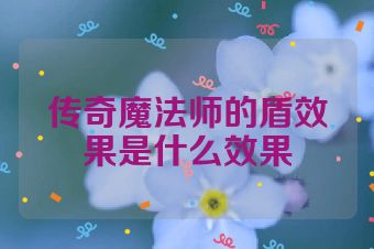 传奇魔法师的盾效果是什么效果