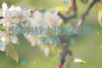 传奇4战士技能配置攻略