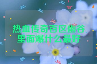 热血传奇百区幽谷里面爆什么最好