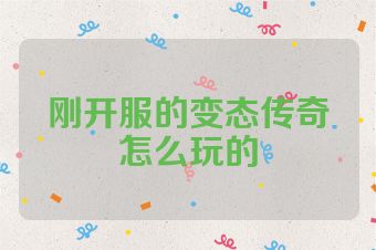 刚开服的变态传奇怎么玩的