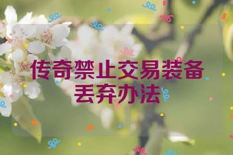 传奇禁止交易装备丢弃办法