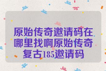 原始传奇邀请码在哪里找啊原始传奇复古185邀请码